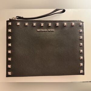 Michael Kors Black Toiletry Bag with Silver Studs